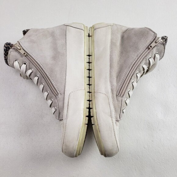 Candice Cooper High Top Sneaker Womens 7.5 EU 38 Beige Suede Side Zip Shoe Italy - Picture 6 of 11